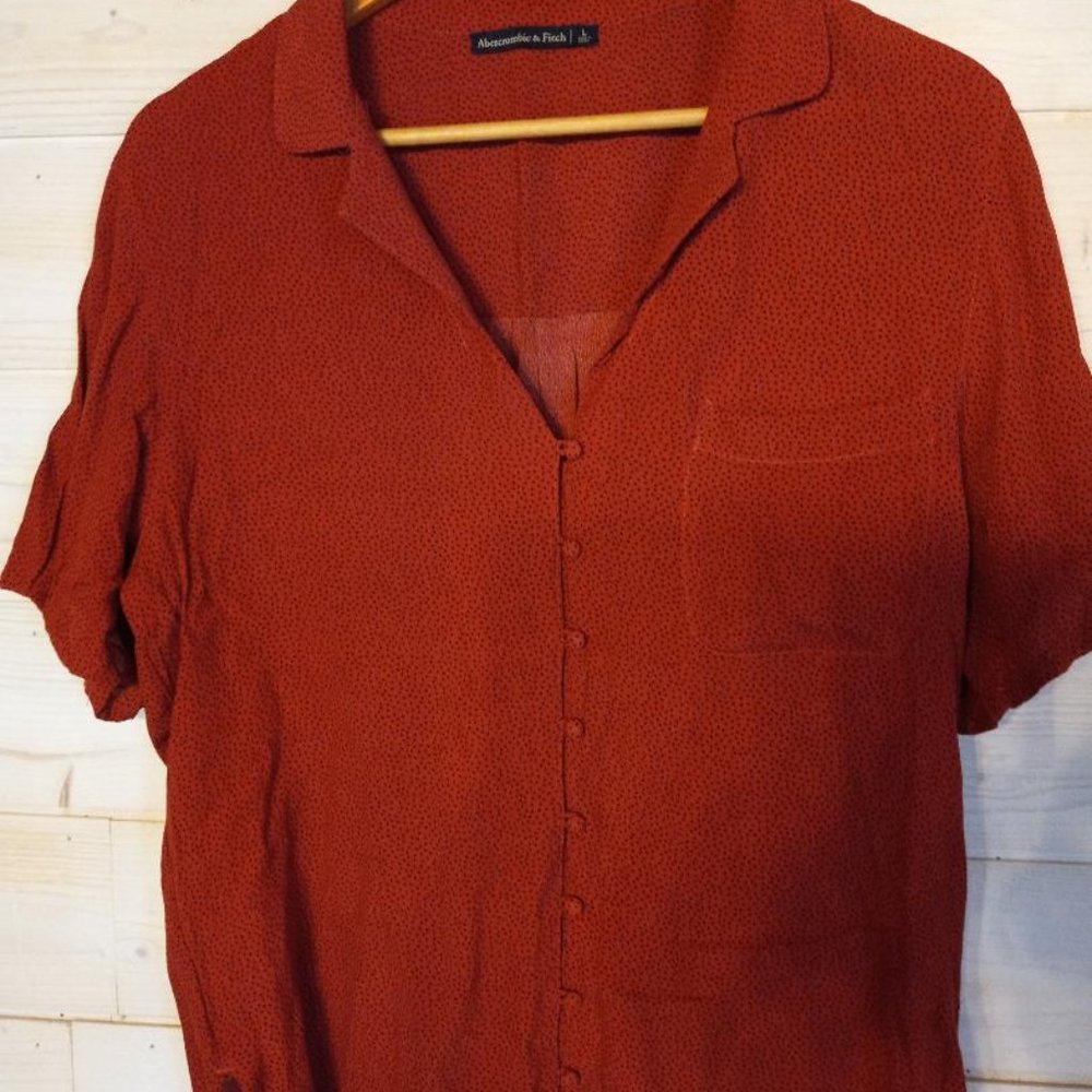 Abercrombie & Fitch Womens Short-Sleeve Button-Up Blouse, Large